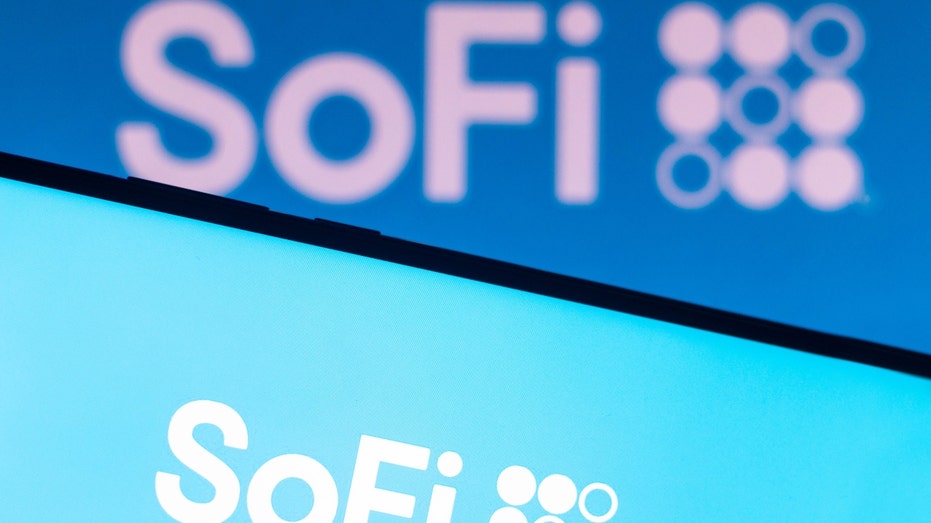 The Social Finance (SoFi) logo is seen displayed on a smartphone